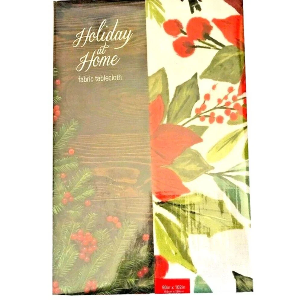 Christmas Poinsettia Flourish Tablecloth 60x120